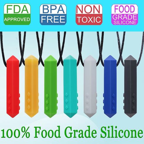 Chew Necklaces for Sensory Kids, 5 Pack Oral Sensory Chewy Toys for Boys and Girls with ADHD, SPD, Autism, Silicone Chewing Necklace Reduce Adult Anxiety Fidgeting in Saudi Arabia