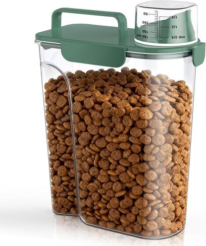Uppetly Dog Cat Food Storage Container, 5-7Lbs Pet Food Containers, Airtight Cat Food Container with Portable Handle & Measuring Cup, Small Animal Dry Food Dispenser for Dogs, Cats and Birds in Kuwait