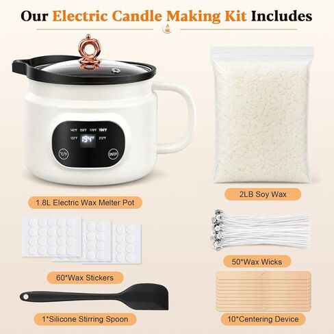 Candle Making Kit with 1.8L Electric Wax Melter 2LB Soy Wax, DIY Candle Kit in Saudi Arabia
