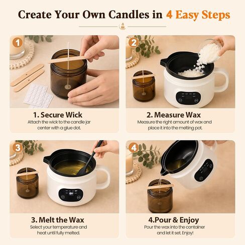 Candle Making Kit with 1.8L Electric Wax Melter 2LB Soy Wax, DIY Candle Kit in Saudi Arabia