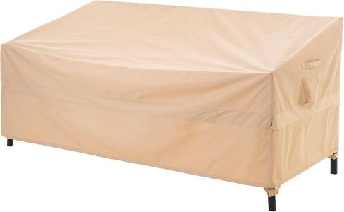 2-Seater Outdoor Loveseat Covers, Heavy Duty Patio Couch Covers, Patio Sofa Covers Waterproof, High Wind Resistant Design for Outdoor Furniture Cover, 58W x 40D x 35H, Beige in Kuwait