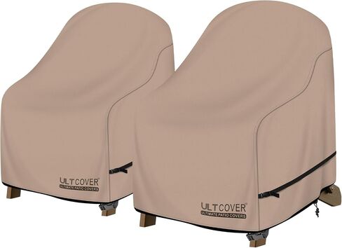ULTCOVER Waterproof Patio Chair Cover – Outdoor Lounge Deep Seat Single Lawn Chair Cover 2 Pack Fits Up to 28W x 30D x 32H inches, Black in Kuwait