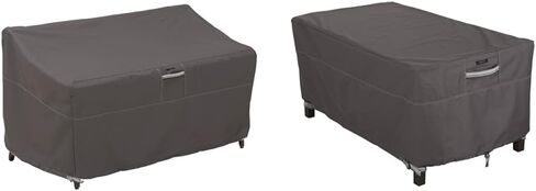Classic Accessories Ravenna Water-Resistant 58 Inch Patio Sofa/Loveseat Cover, Patio Furniture Covers & Ravenna Water-Resistant 48 Inch Rectangular Patio Coffee Table Cover, Outdoor Table Cover in Kuwait