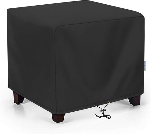 SunPatio Outdoor Ottoman Cover, Waterproof Square Coffee Table Cover, Patio Furniture Covers Side Table Cover, All Weather Protection, 22W x 22D x 18H, Black in Saudi Arabia