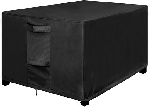 OutdoorLines Outdoor Waterproof Patio Ottoman Covers - Square UV-Proof Patio Side Table Cover Windproof Heavy-Duty Furniture Covering Protector 21L x 21W x 17H Inch, Black in Saudi Arabia