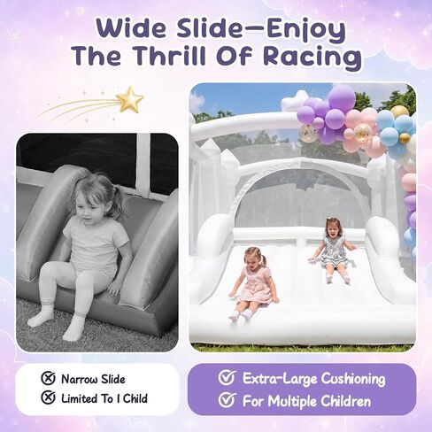 Large White Bounce House 15'×12' with Blower Slide Basketball in Saudi Arabia