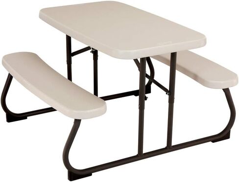 Lifetime 280094 Kid's Picnic Table, Size 1, Almond 80305 Portable Folding Bench, White in Kuwait