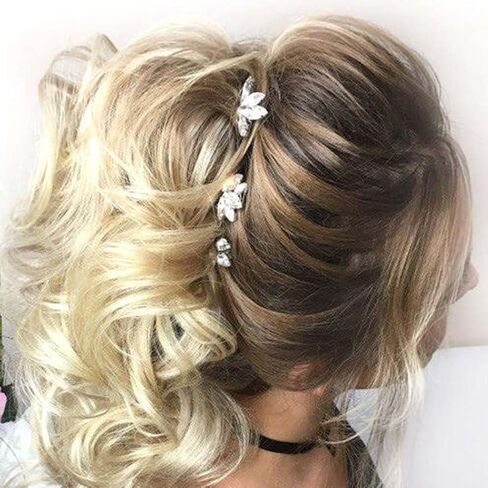 Jakawin Rhinestone Bride Wedding Hair Pins Silver Crystal Hair Piece Bridal Hair Accessories for Women and Girls (Pack of 3) HP178 in Kuwait
