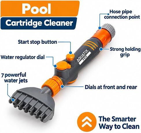 منظف ​​خرطوشة فلتر حمام السباحة والسبا Aquatix Pro Premium، يزيل الحطام والأوساخ من مرشحات حمام السباحة في ثوانٍ، منظف فلتر خرطوشة حمام السباحة شديد التحمل، من أجل تدفق نظيف للمياه اليوم! (1) in Kuwait