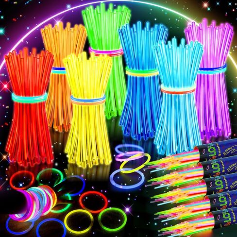 HONLYNE 100 Pack Glow Sticks Party Favors Bulk, 8" Glow in the Dark Party Supplies, Party Favors for Kids 8-12, Neon Glow Stick Bracelets & Necklaces for Raves, Halloween, Christmas, Birthdays in Saudi Arabia