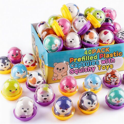KissFree 20 Pack Animal Squishy Toys in Ready-to-Give Capsules, No Assembly Required, Party Favors for Kids, Goodie Bag Stuffers, Birthday Gifts, Pinata Fillers & Classroom Prizes in Saudi Arabia