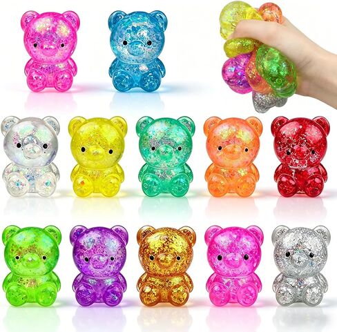 Jofan 12 Pack Squishy Stress Bear Toy Stress Balls Sensory Fidget Toys for Adults Kids Stress Relief Party Favors Birthday Gifts in Kuwait