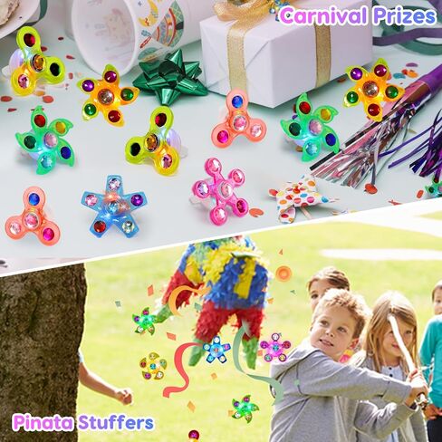 24PCS Light Up Fidget Spinner Ring Glow Party Favors Bulk for Kids 4-8 8-12 in Saudi Arabia