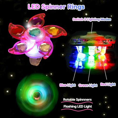 24PCS Light Up Fidget Spinner Ring Glow Party Favors Bulk for Kids 4-8 8-12 in Saudi Arabia