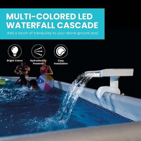 Intex 28090E Innovative Hydroelectric 3 Multi Colored LED Relaxing Waterfall Cascade Above Ground Swimming Pool Attachment, White in Saudi Arabia