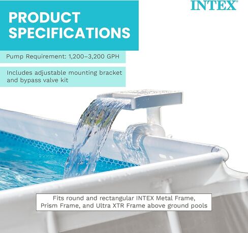 Intex 28090E Innovative Hydroelectric 3 Multi Colored LED Relaxing Waterfall Cascade Above Ground Swimming Pool Attachment, White in Saudi Arabia