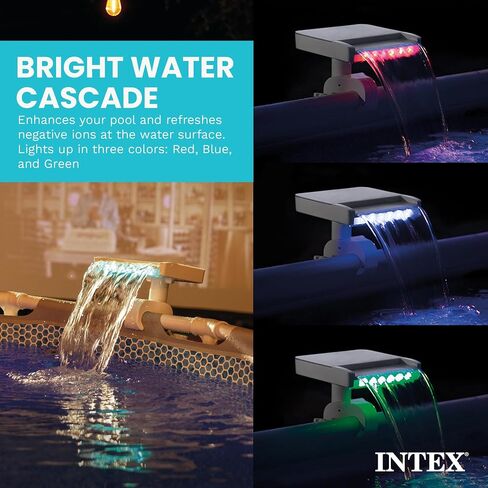 Intex 28090E Innovative Hydroelectric 3 Multi Colored LED Relaxing Waterfall Cascade Above Ground Swimming Pool Attachment, White in Saudi Arabia