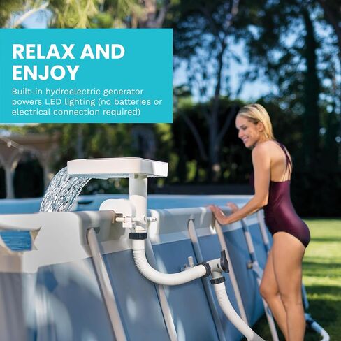 Intex 28090E Innovative Hydroelectric 3 Multi Colored LED Relaxing Waterfall Cascade Above Ground Swimming Pool Attachment, White in Saudi Arabia