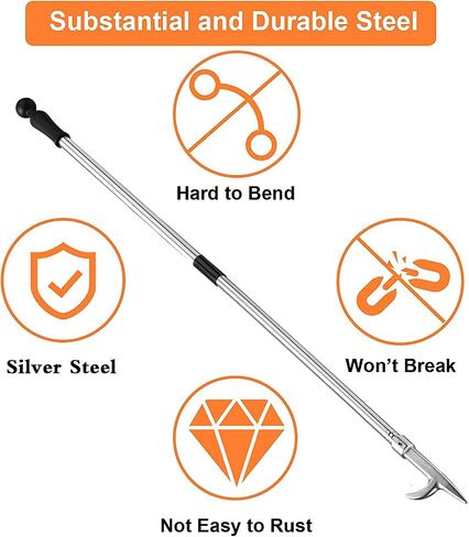 Fire Poker for Fire Pit, 46 Inch Extra Long Portable Campfire Poker for Fireplace, Camping, Wood Stove, Outdoor and Indoor Use, Rust Resistant Stainless Steel Silver Finish in Kuwait