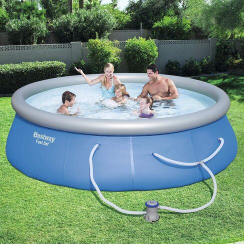 Bestway Fast Set 13' x 33" Round Inflatable Above Ground Pool Set | Includes 530gal Filter Pump in Kuwait
