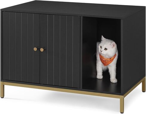 Feandrea Cat Litter Box Enclosure, with Scratching Mat, Tall Legs in Saudi Arabia