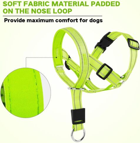 Candofly Dog Headcollar - Adjustable Dog Head Halter Reflective Head Collar Pet No-Pulling Collar for Easier Walk (Green, Large) in Saudi Arabia