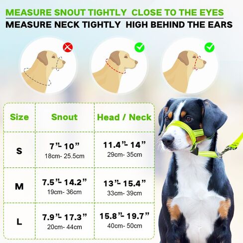 Candofly Dog Headcollar - Adjustable Dog Head Halter Reflective Head Collar Pet No-Pulling Collar for Easier Walk (Green, Large) in Saudi Arabia