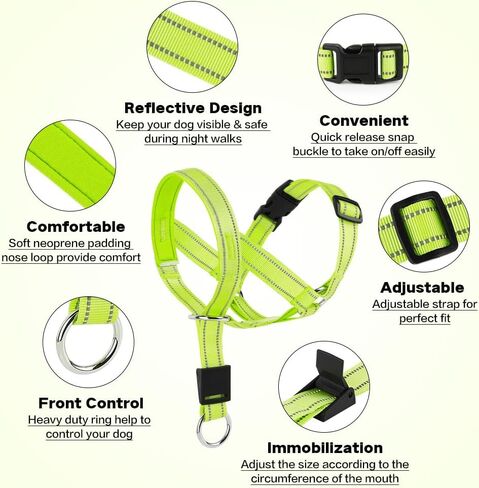 Candofly Dog Headcollar - Adjustable Dog Head Halter Reflective Head Collar Pet No-Pulling Collar for Easier Walk (Green, Large) in Saudi Arabia
