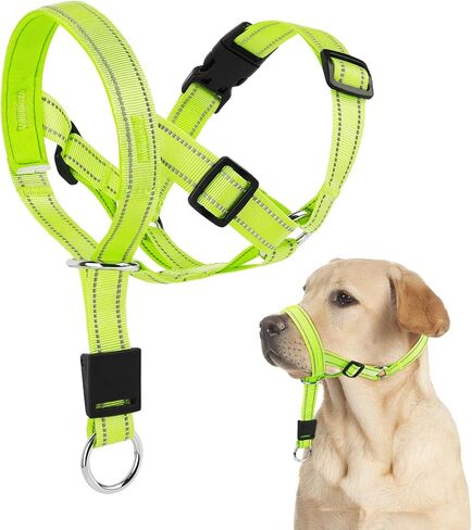 Candofly Dog Headcollar - Adjustable Dog Head Halter Reflective Head Collar Pet No-Pulling Collar for Easier Walk (Green, Large) in Saudi Arabia