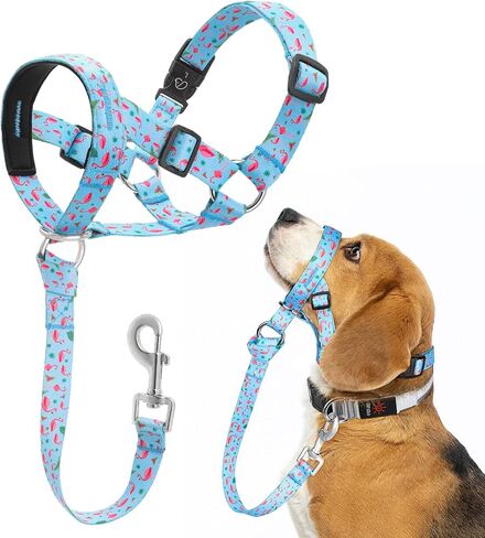 HIGO Dog Head Collar, Adjustable Head Collar for Dogs, No Pulling Head Halter, Training Nose Leash, 3 Pattern Muzzle Leash for Small Medium Large Dogs Easy Walking (Pink, L) in Saudi Arabia