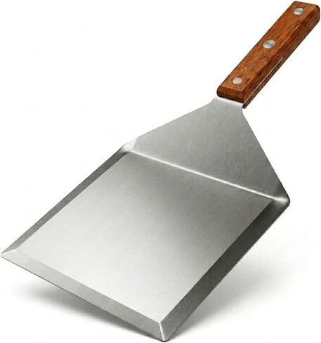 Homi Styles Extra Wide Spatula with Beveled Edges, Oversized Stainless Steel Spatula with Wood Handle for Skillets, Griddles & Grills, Pancake Flipper Spatula for Fish, Burgers & Omelet, 6 x 5-inches in Kuwait