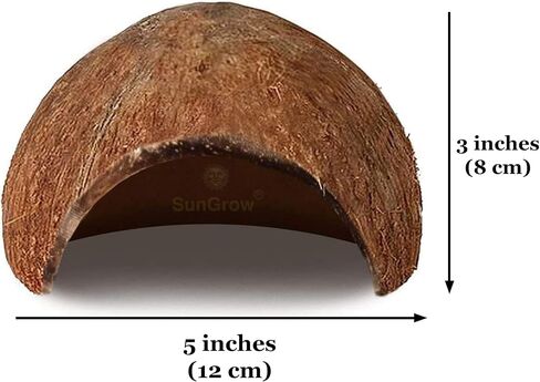 SunGrow Hermit Crab Coconut Cave, Spacious Hide Interior Habitat Comfort Zone, Ascension Coco Shelter Tank Decor Utility, Aquarium Terrarium Accessory Reptile Compatible Enclosure Feature Design in Kuwait