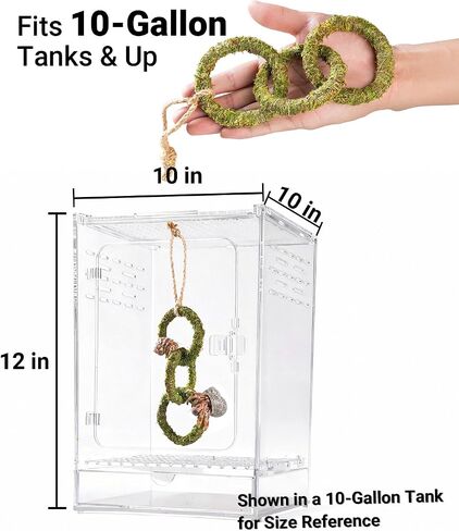 Hermit Crab Climbing Toy, Hanging Moss Climbing Rings for Hermit Crab Tank Accessories, 11 in Crabitat Decor with Rope, Textured Hermit Crab Climbing Accessory for Small Hermit Crabs in Saudi Arabia