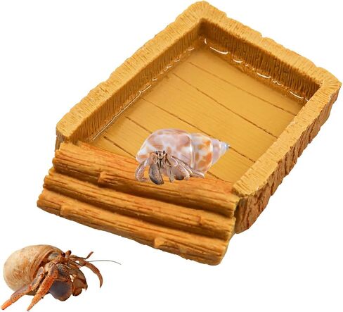 Hermit Crab Pool, Resin Reptile Water Bowl & Bathing Dish, Aquarium Tank Cage Habitat Accessories for Small to Medium Hermit Crab Turtles Lizard Frog Gecko Bearded Dragon in Kuwait