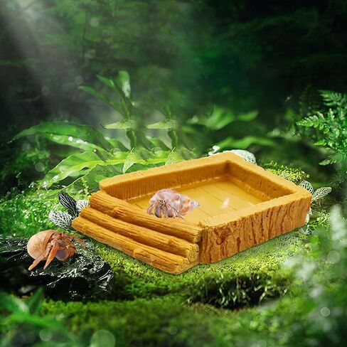 Hermit Crab Pool, Resin Reptile Water Bowl & Bathing Dish, Aquarium Tank Cage Habitat Accessories for Small to Medium Hermit Crab Turtles Lizard Frog Gecko Bearded Dragon in Kuwait