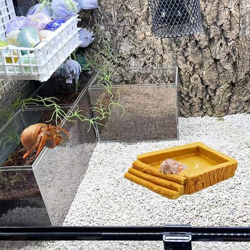Hermit Crab Pool, Resin Reptile Water Bowl & Bathing Dish, Aquarium Tank Cage Habitat Accessories for Small to Medium Hermit Crab Turtles Lizard Frog Gecko Bearded Dragon in Kuwait