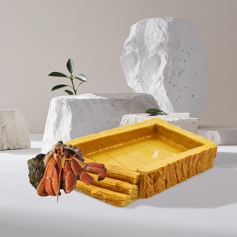 Hermit Crab Pool, Resin Reptile Water Bowl & Bathing Dish, Aquarium Tank Cage Habitat Accessories for Small to Medium Hermit Crab Turtles Lizard Frog Gecko Bearded Dragon in Kuwait