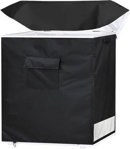 Chest Freezer Covers for Outside(22 W×22 D×34 H)in,Compatible with 3.5 Cubic Feet Chest Freezer,Black Deep Freezer Covers Waterproof Top With Zipper to Open, Outdoor All-season Protection in Saudi Arabia