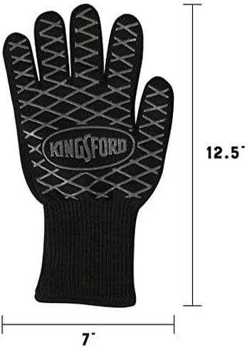 Kingsford Extreme Heat BBQ Grill Gloves, 2 Count | Heat Resistant Barbecue Gloves | The Ultimate Heat Barrier Silicone Grilling Gloves with Anti-Slip Safe Grip, Black, 1 Size Fits All in Saudi Arabia