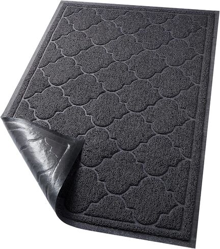 LuxStep Door Mat Large Indoor Outdoor Doormat, Non-Slip Low-Profile Design Floor Mat, Durable Trap Dirt and Dust Front Door Welcome Mat for Entryway,Patio,Garage,High Traffic Areas,(Black, 17"x30") in Kuwait