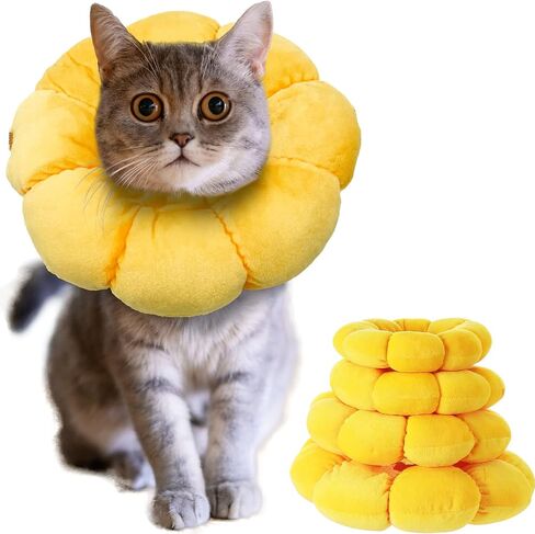 Cat Small Dog Recovery Collar, Cute Sunflower Neck Cone After Surgery, Adjustable Pet E Collar, Wound Healing Protective Cone Surgery Recovery Elizabethan Collars for Small Pets in Saudi Arabia