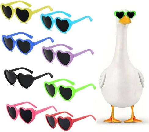 namph Heart Shaped Sunglasses 8 Pcs, Cute Mini Heart Glasses for 17 & 23 Inch Porch Goose Statue, 8 Colors Dress Up Accessories for Lawn Goose Outfits, Small Pets and Plush Toys in Kuwait