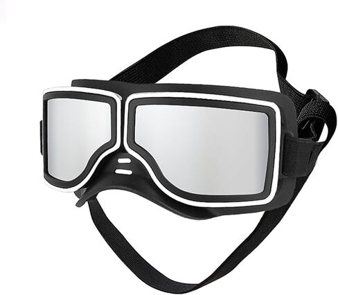 UV Protection Dog Goggles for Medium & Large Dogs - Waterproof Windproof Sunglasses, Durable Protective Eyewear for Long-Snout Breeds - Outdoor Hiking Running Glasses (Silver) in Saudi Arabia