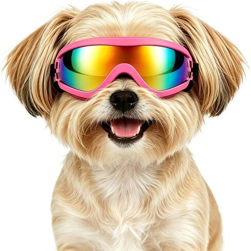 Enjoying Clear Dog Goggles Small Breed, UV Protection Sunglasses for Small Dogs, Windproof Anti-fogging, Puppy Eye Protection for Outside Cycling Driving, Adjustable Straps, Clear in Kuwait