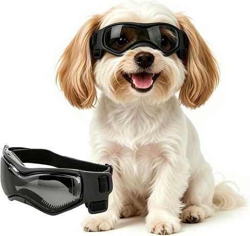 Small Breed Dog Goggles, Pink Sunglasses with UV Protection and Adjustable Straps in Kuwait