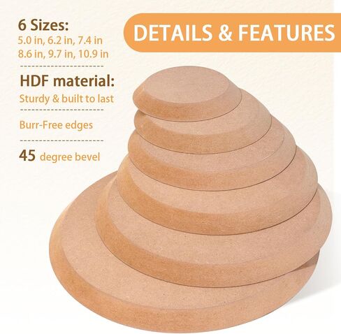 LEOLIO 6 Pcs Ceramic Mold for Clay, Wooden Pottery Clay Molds for Pottery, Elegant Ceramic Plate for Slump Tools and Handbuilding Craft (Round, 5.0‘’-11.0") in Saudi Arabia