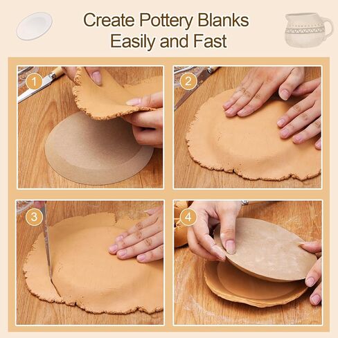 LEOLIO 6 Pcs Ceramic Mold for Clay, Wooden Pottery Clay Molds for Pottery, Elegant Ceramic Plate for Slump Tools and Handbuilding Craft (Round, 5.0‘’-11.0") in Saudi Arabia