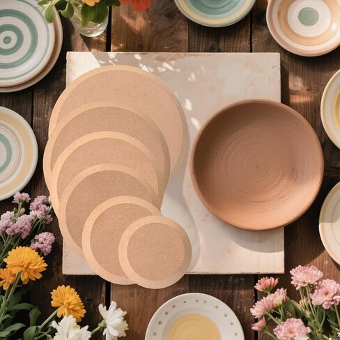 LEOLIO 6 Pcs Ceramic Mold for Clay, Wooden Pottery Clay Molds for Pottery, Elegant Ceramic Plate for Slump Tools and Handbuilding Craft (Round, 5.0‘’-11.0") in Saudi Arabia