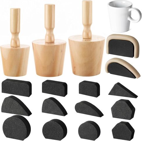 Juexica 3 Pcs 15oz Pottery Molds with 12 Mug Handle Forms, 2 Mouth Styles in Kuwait