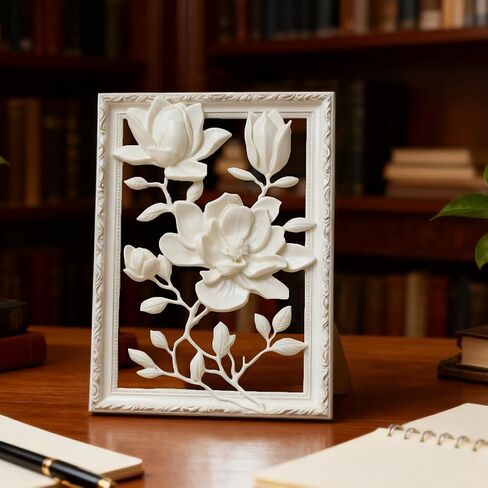 GLOBLELAND 3D Flowers Silicone Mold for Polymer Clay Soap 7.6x4.7inch White Magnolias Florals Mould for DIY Craft Projects Furniture Dresser Decor in Kuwait